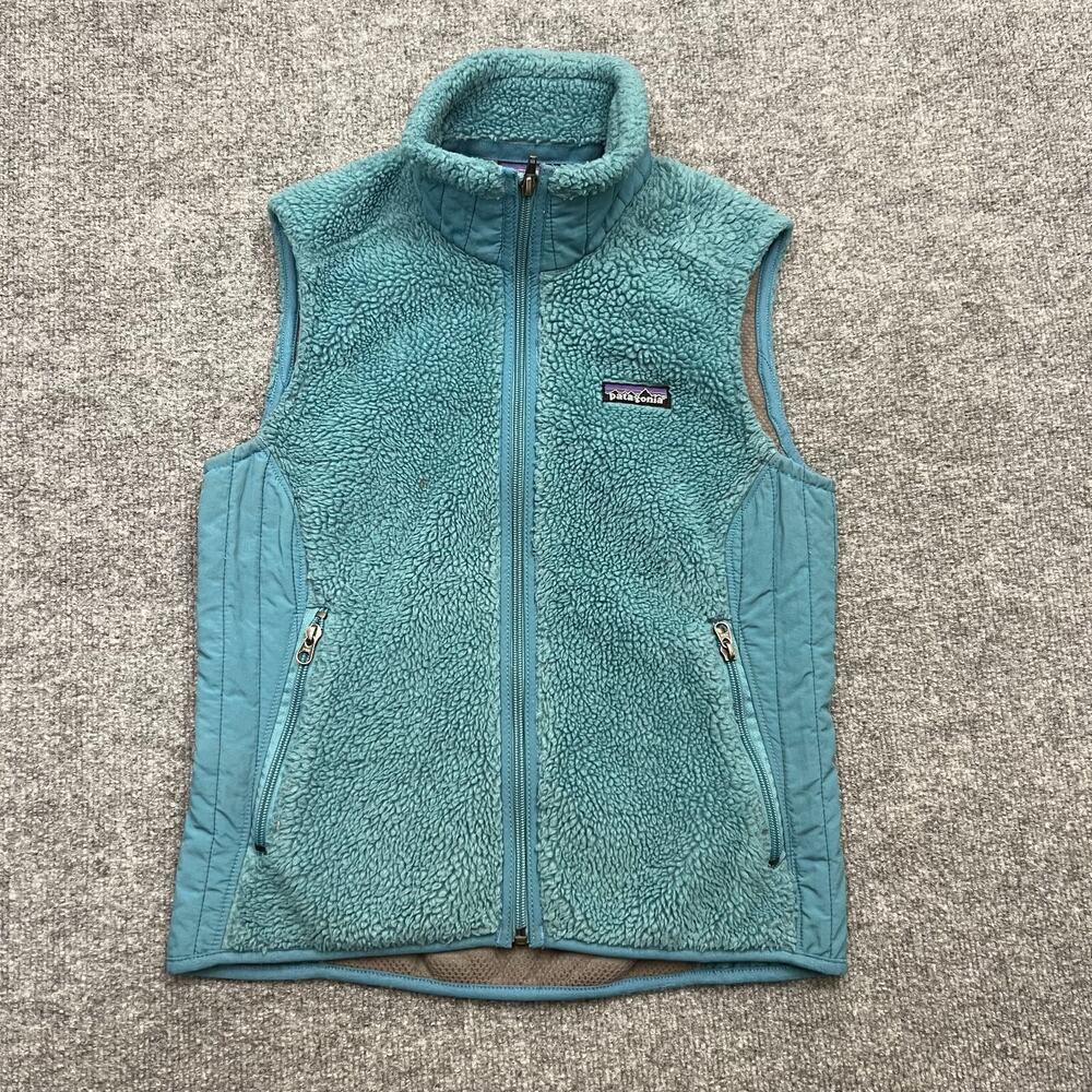 VTG Patagonia Women's S Retro-X Vest Blue Deep Pile Fleece Full Zip Mock Neck